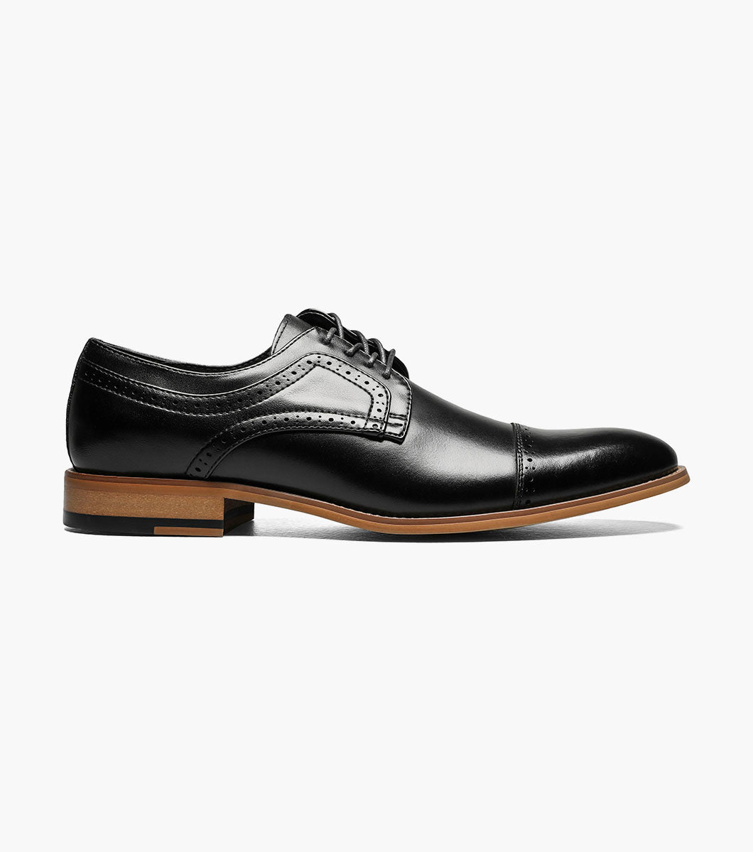 Stacy Adams Dickinson cap toe Oxford dress shoes in black, view 2