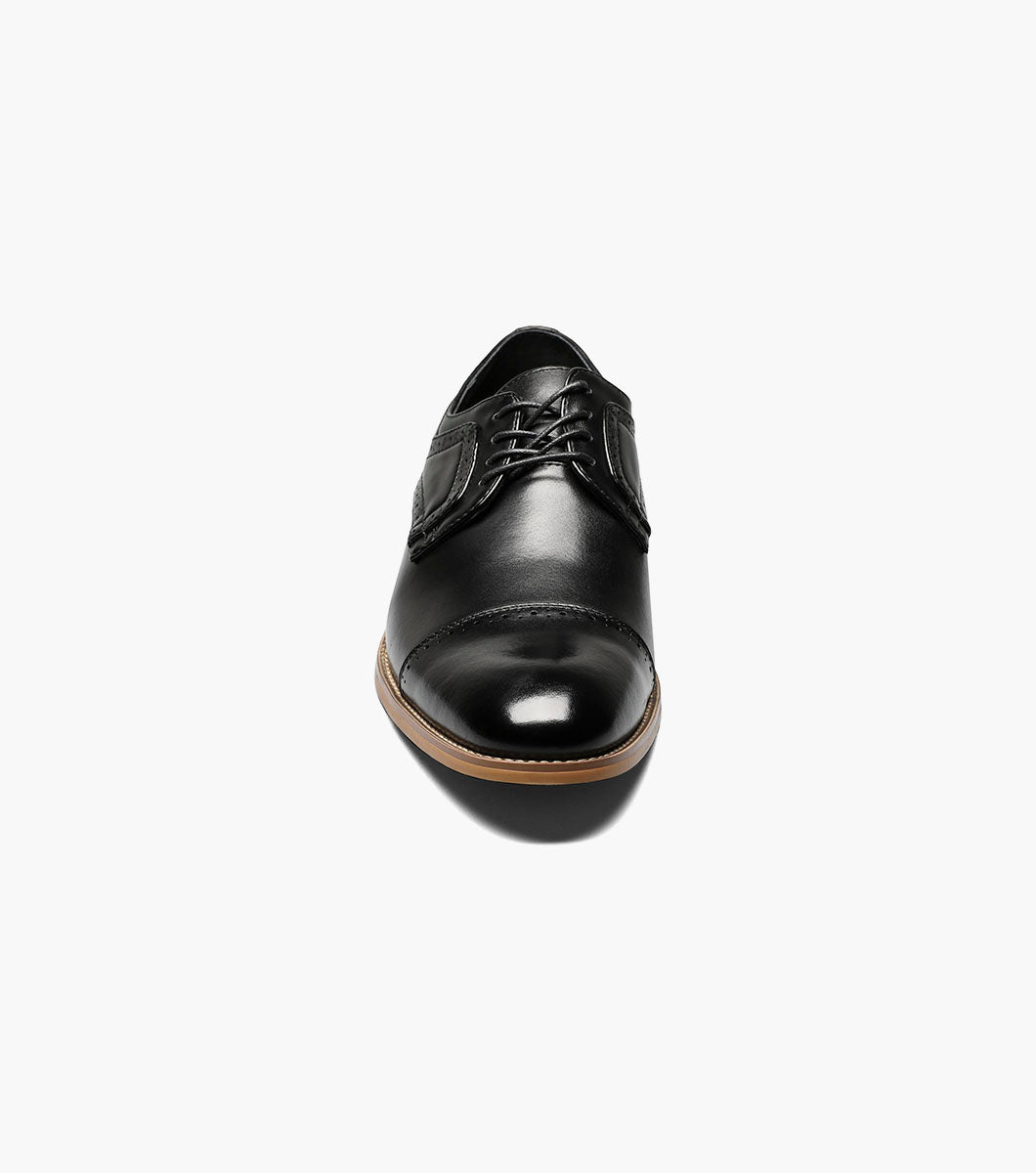 Stacy Adams Dickinson cap toe Oxford dress shoes in black, view 6