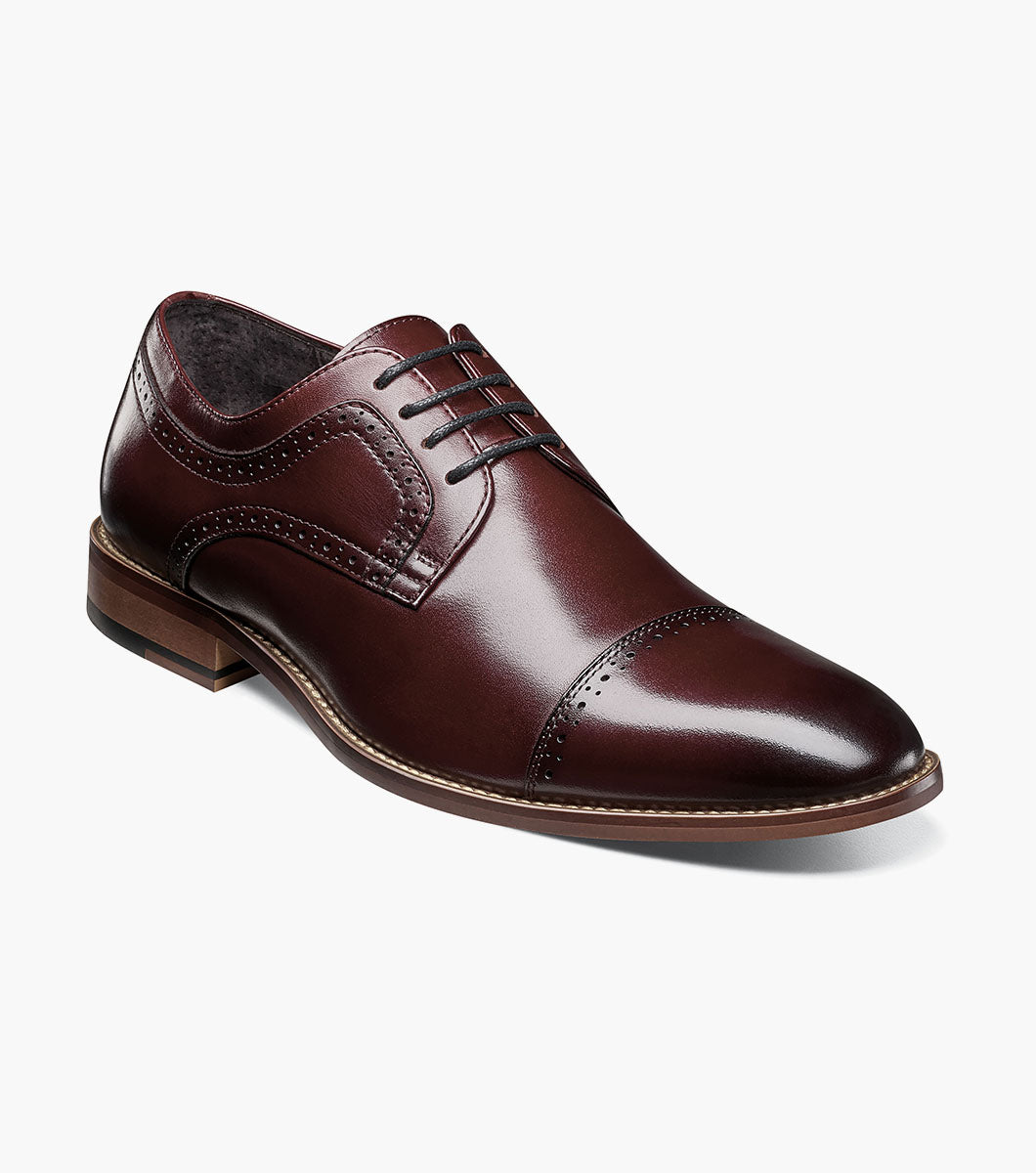 Stacy Adams Dickinson cap toe Oxford dress shoes in burgundy, view 1