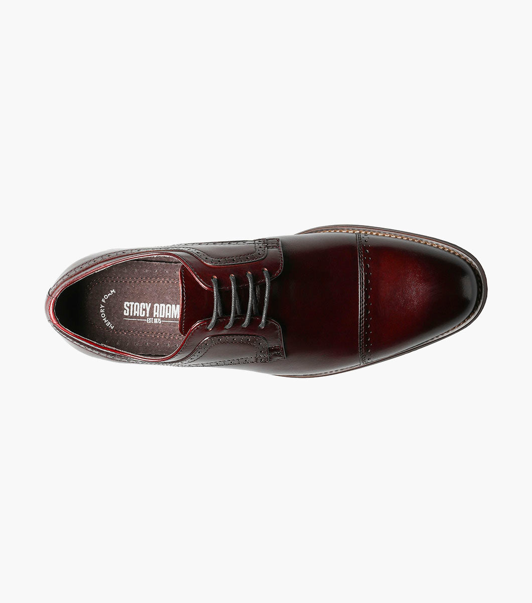 Stacy Adams Dickinson cap toe Oxford dress shoes in burgundy, view 4