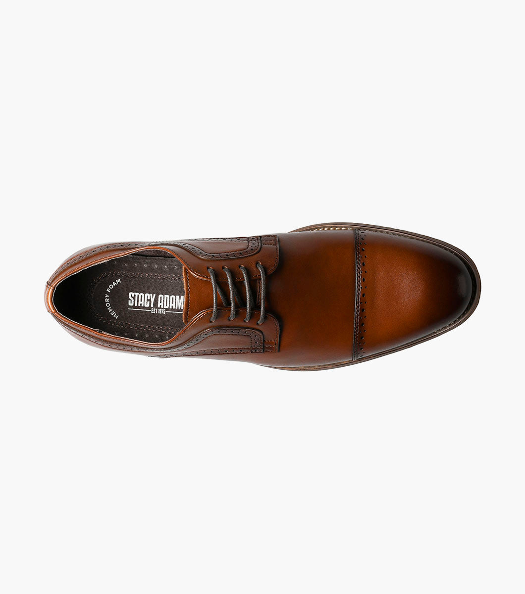 Stacy Adams Dickinson cap toe Oxford dress shoes in cognac, view 4