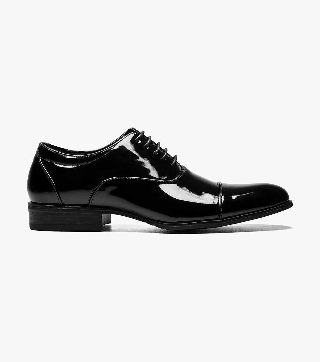Stacy Adams Gala Black Patent cap toe Oxford tuxedo shoe, view 2