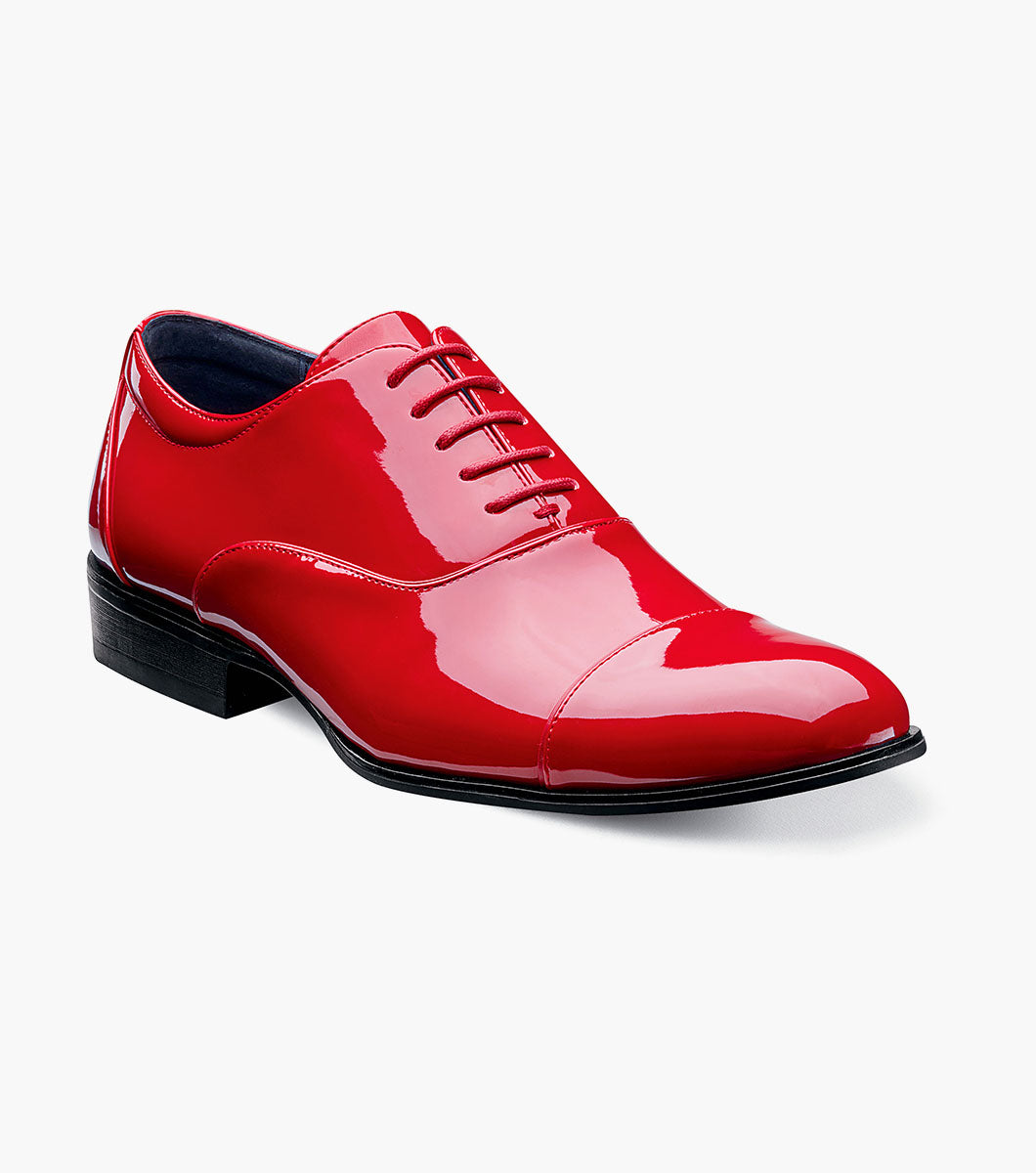 Stacy Adams Gala Red Patent cap toe Oxford tuxedo shoe, view 1