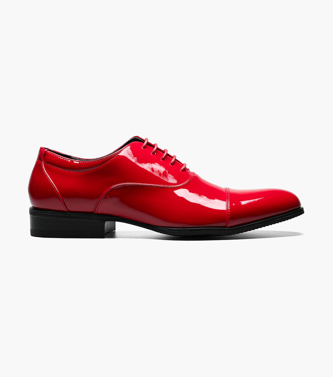 Stacy Adams Gala Red Patent cap toe Oxford tuxedo shoe, view 2