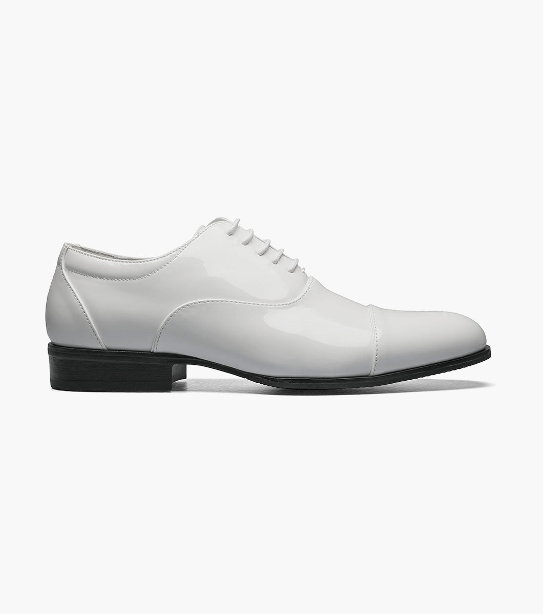 Stacy Adams Gala White Patent cap toe Oxford tuxedo shoe, view 2