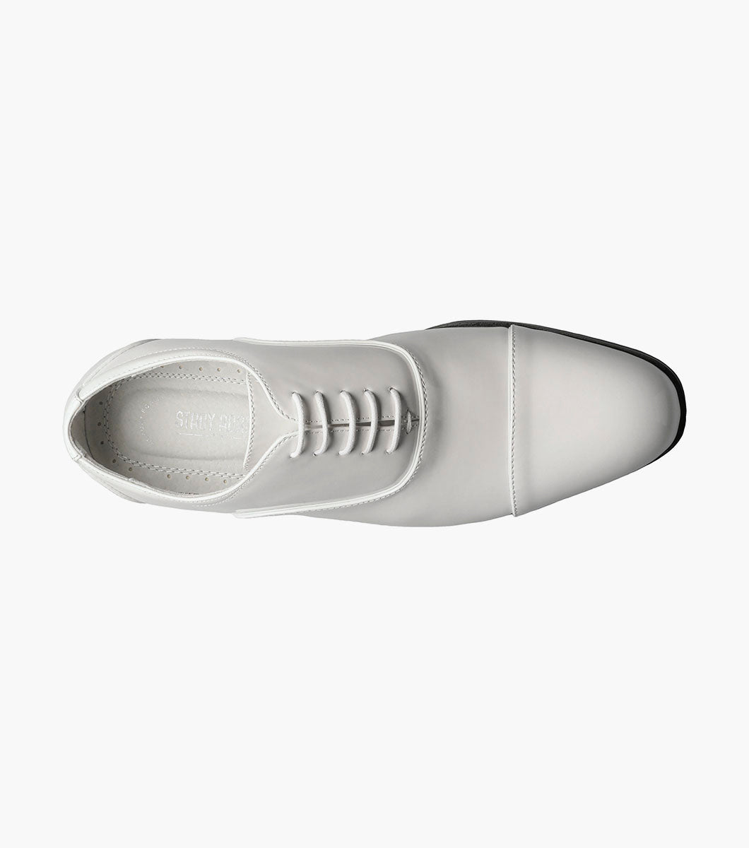 Stacy Adams Gala White Patent cap toe Oxford tuxedo shoe, view 4