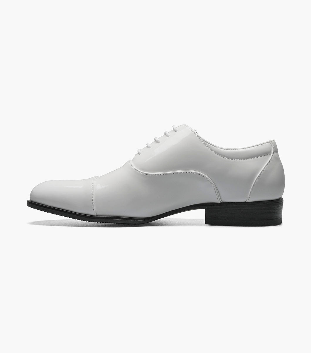 Stacy Adams Gala White Patent cap toe Oxford tuxedo shoe, view 5