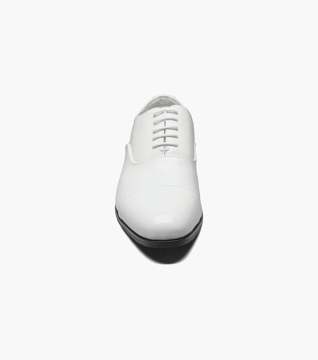 Stacy Adams Gala White Patent cap toe Oxford tuxedo shoe, view 6