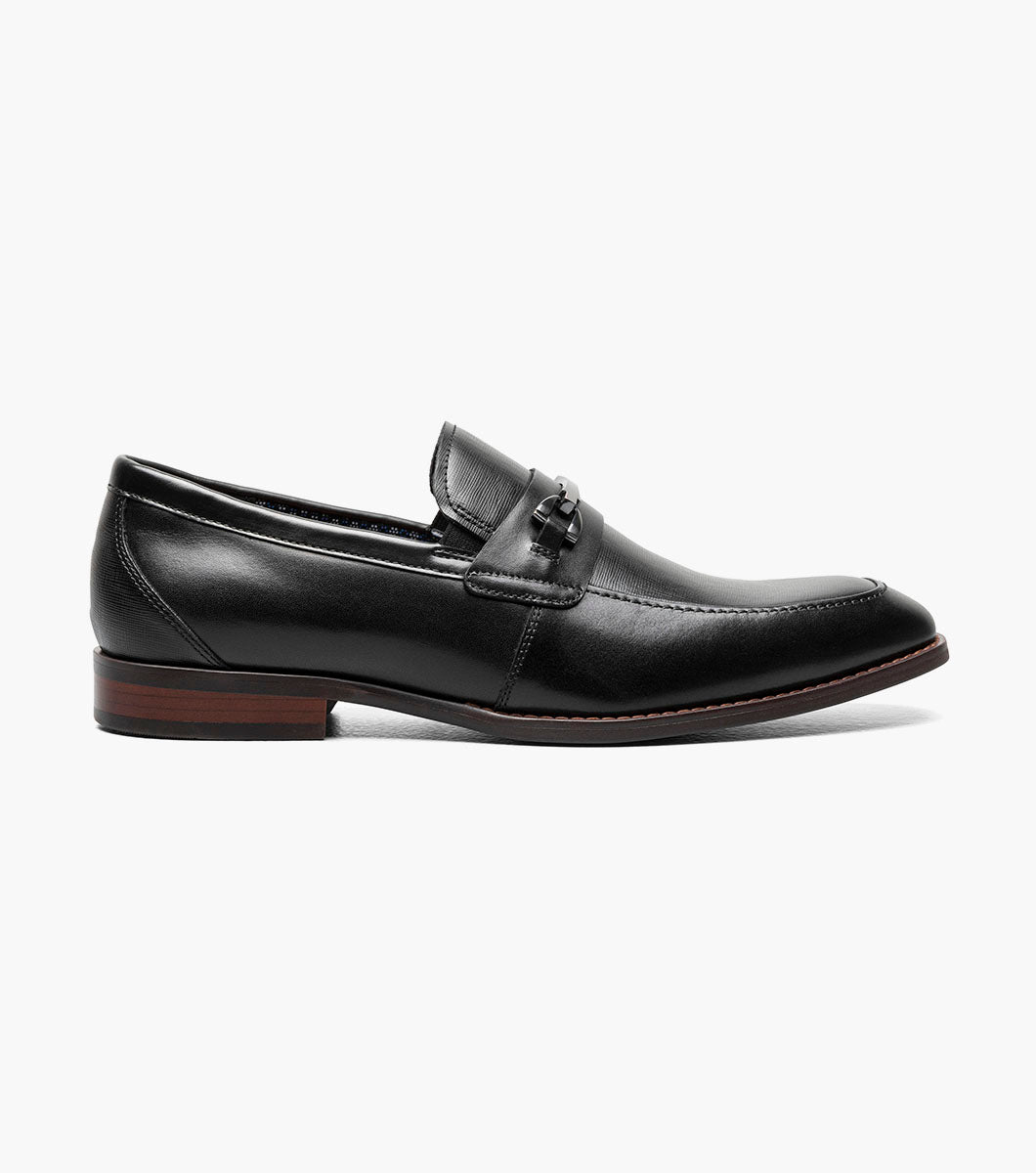 Stacy Adams Kaylor Black moc toe bit loafer, view 3