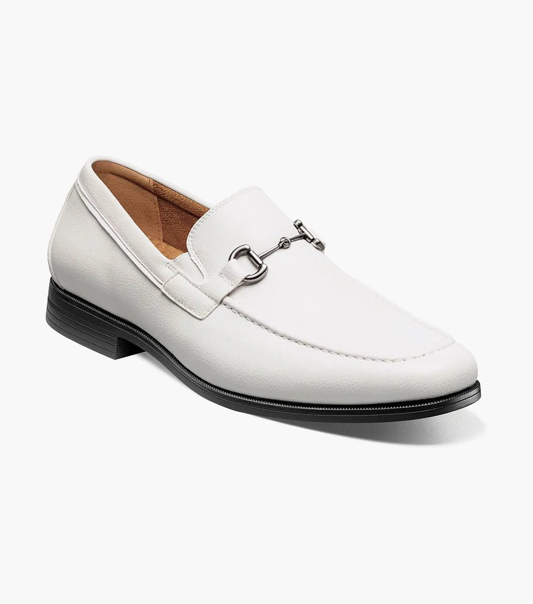 Stacy Adams Richmont Moc Toe Bit Loafers - White Tumbled - Upscale Men's Fashion