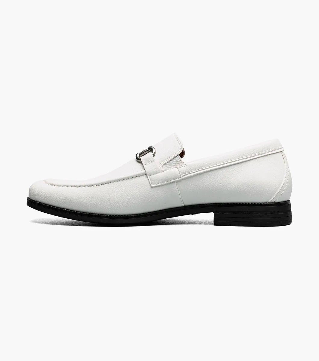 Stacy Adams Richmont Moc Toe Bit Loafers - White Tumbled - Upscale Men's Fashion