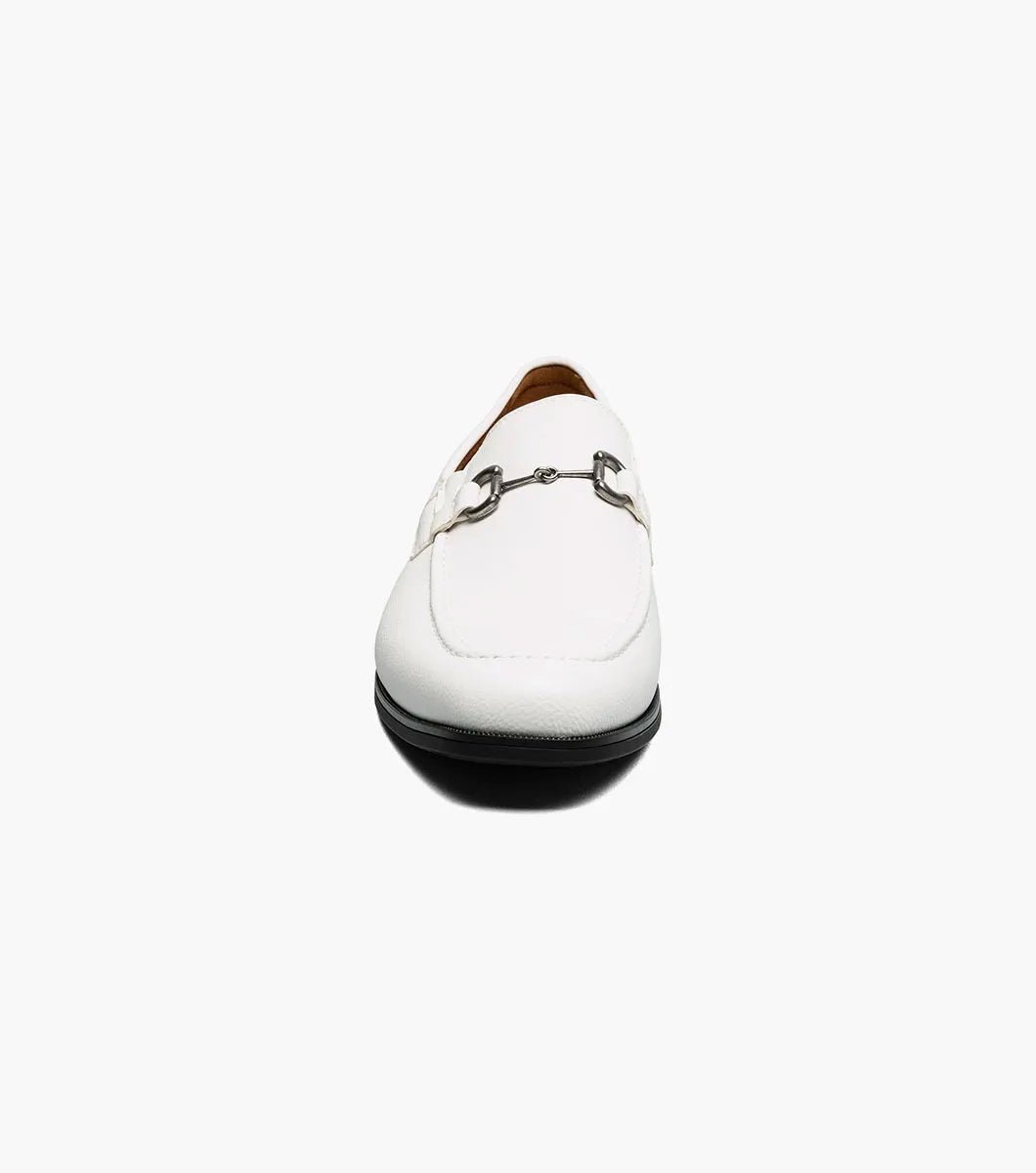 Stacy Adams Richmont Moc Toe Bit Loafers - White Tumbled - Upscale Men's Fashion