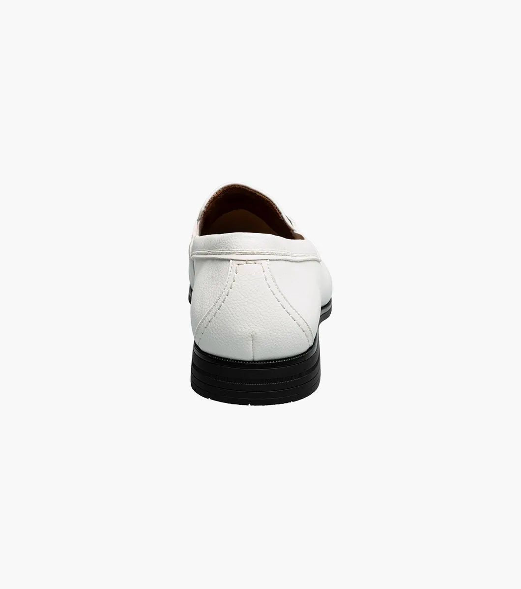 Stacy Adams Richmont Moc Toe Bit Loafers - White Tumbled - Upscale Men's Fashion