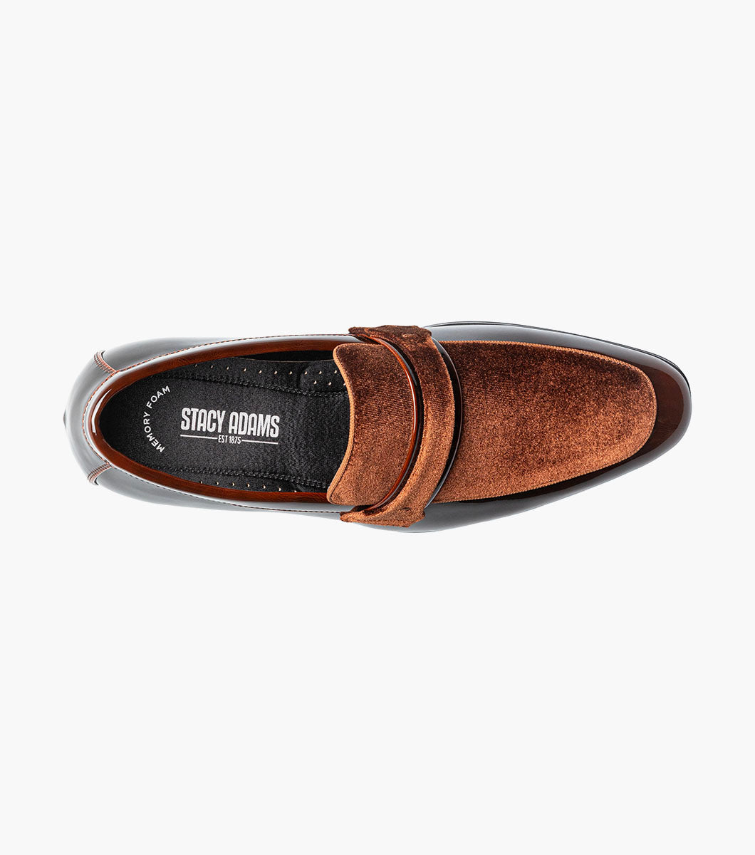Stacy Adams Spratley Brown velour patent loafers view 4