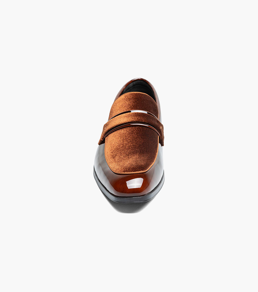 Stacy Adams Spratley Brown velour patent loafers view 6