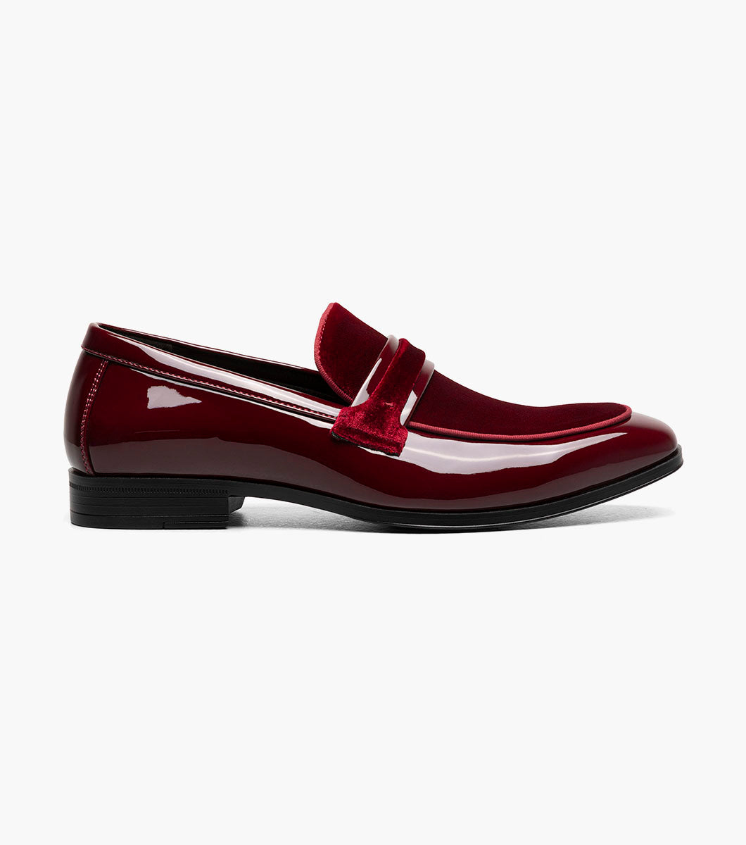 Stacy Adams Spratley Burgundy velour patent loafers view 2