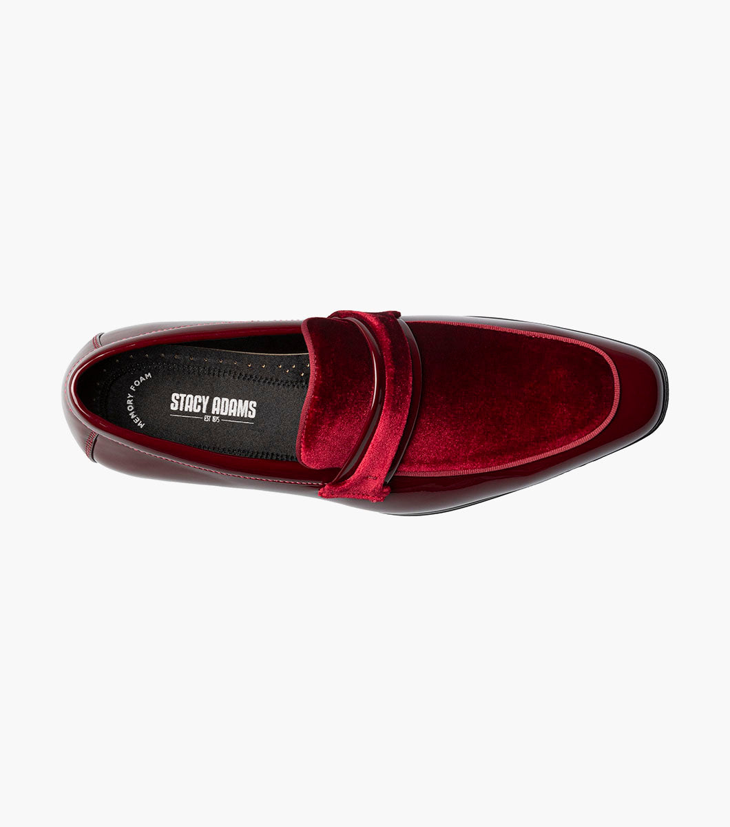 Stacy Adams Spratley Burgundy velour patent loafers view 4