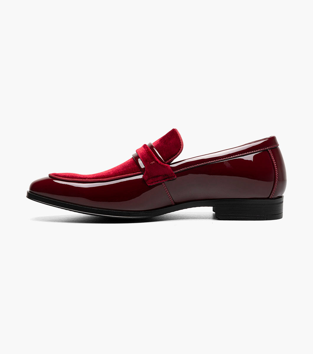 Stacy Adams Spratley Burgundy velour patent loafers view 5