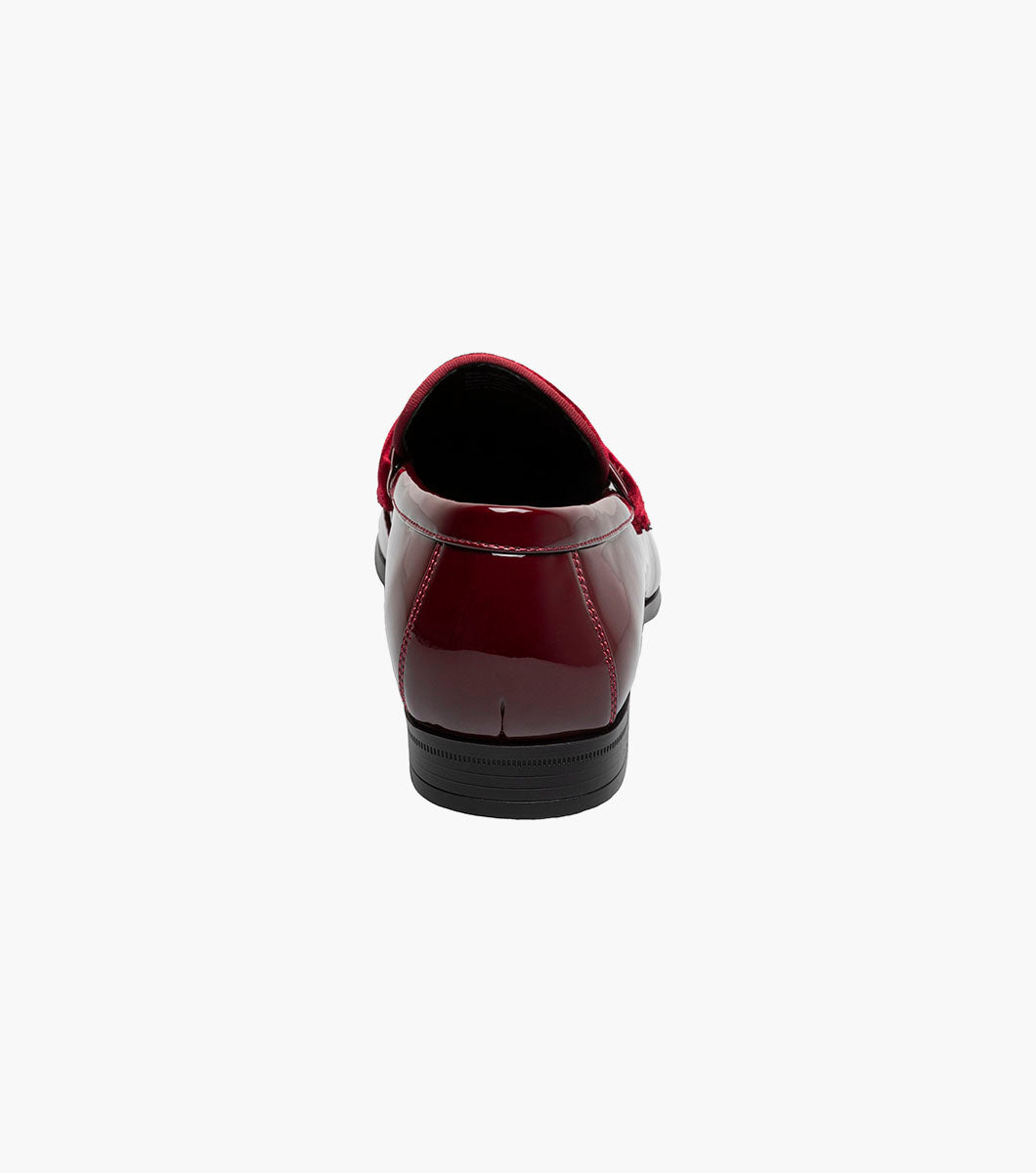 Stacy Adams Spratley Burgundy velour patent loafers view 7