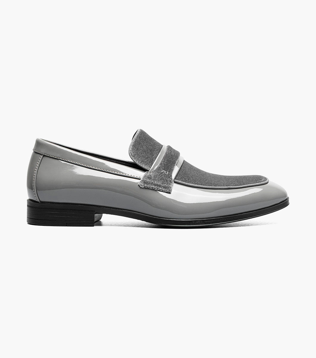 Stacy Adams Spratley Gray velour patent loafers view 2