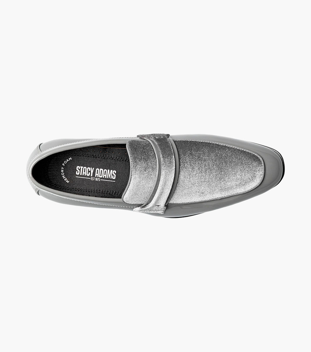 Stacy Adams Spratley Gray velour patent loafers view 4