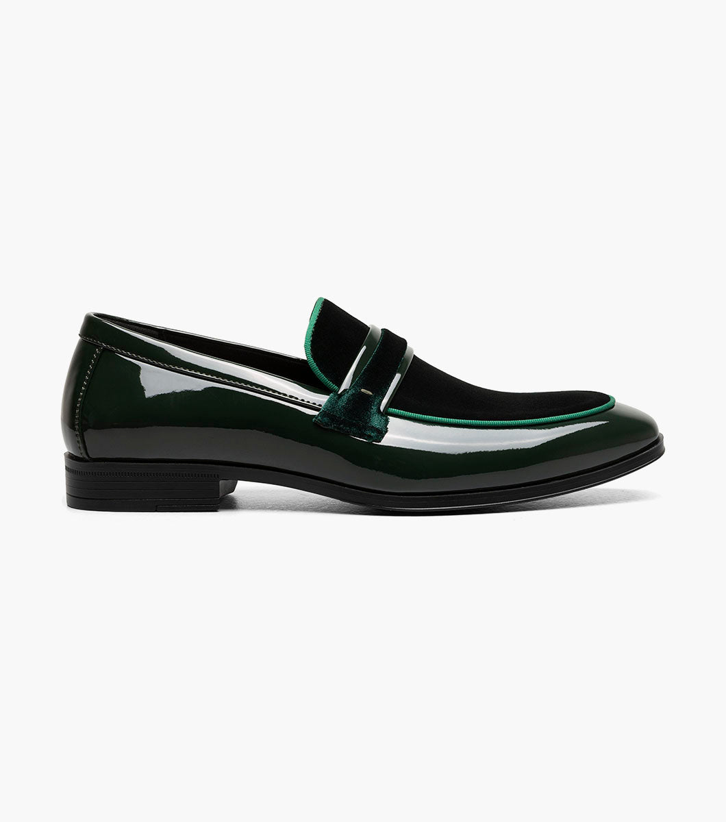 Stacy Adams Spratley Green velour patent loafers view 2