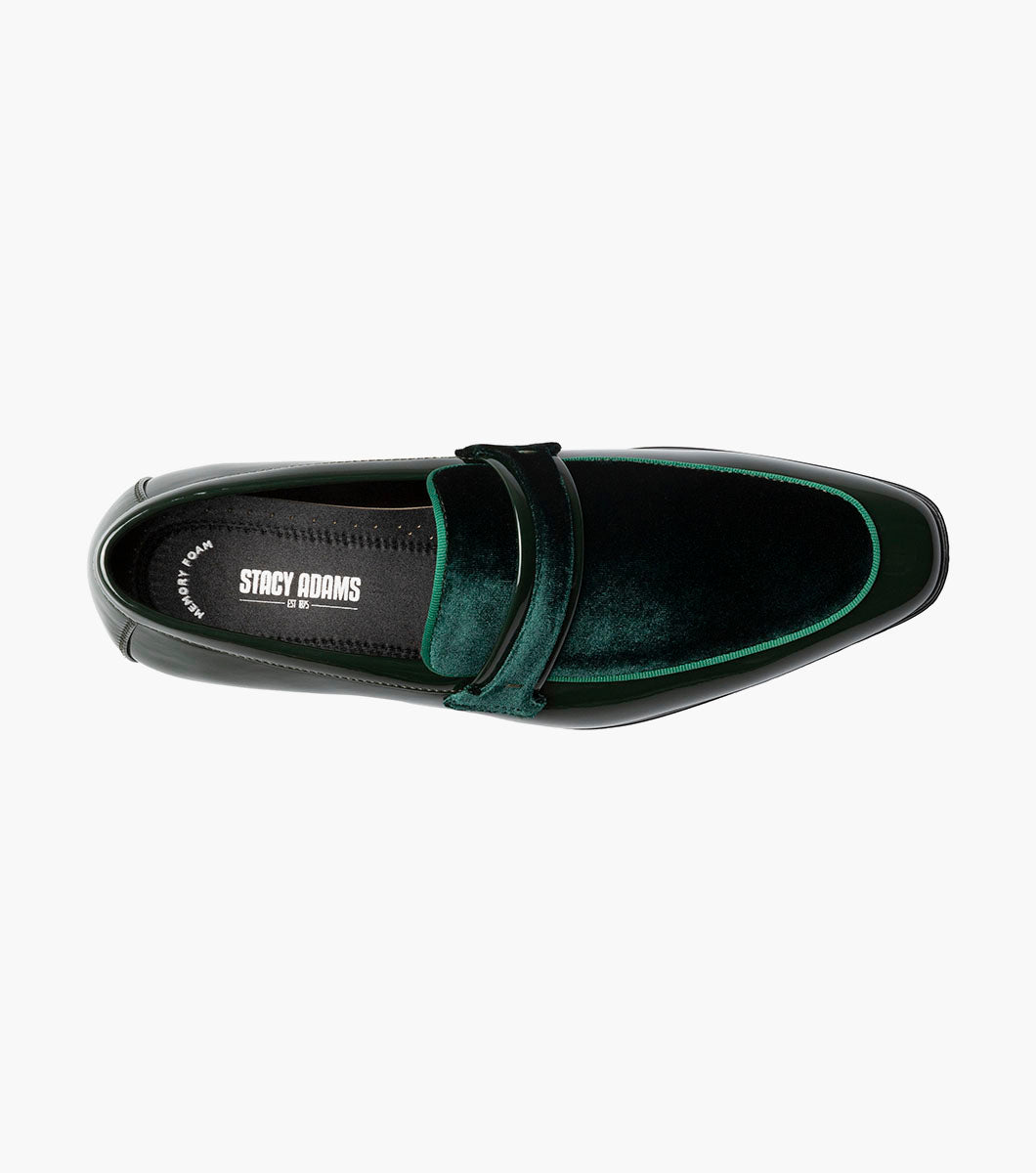Stacy Adams Spratley Green velour patent loafers view 4