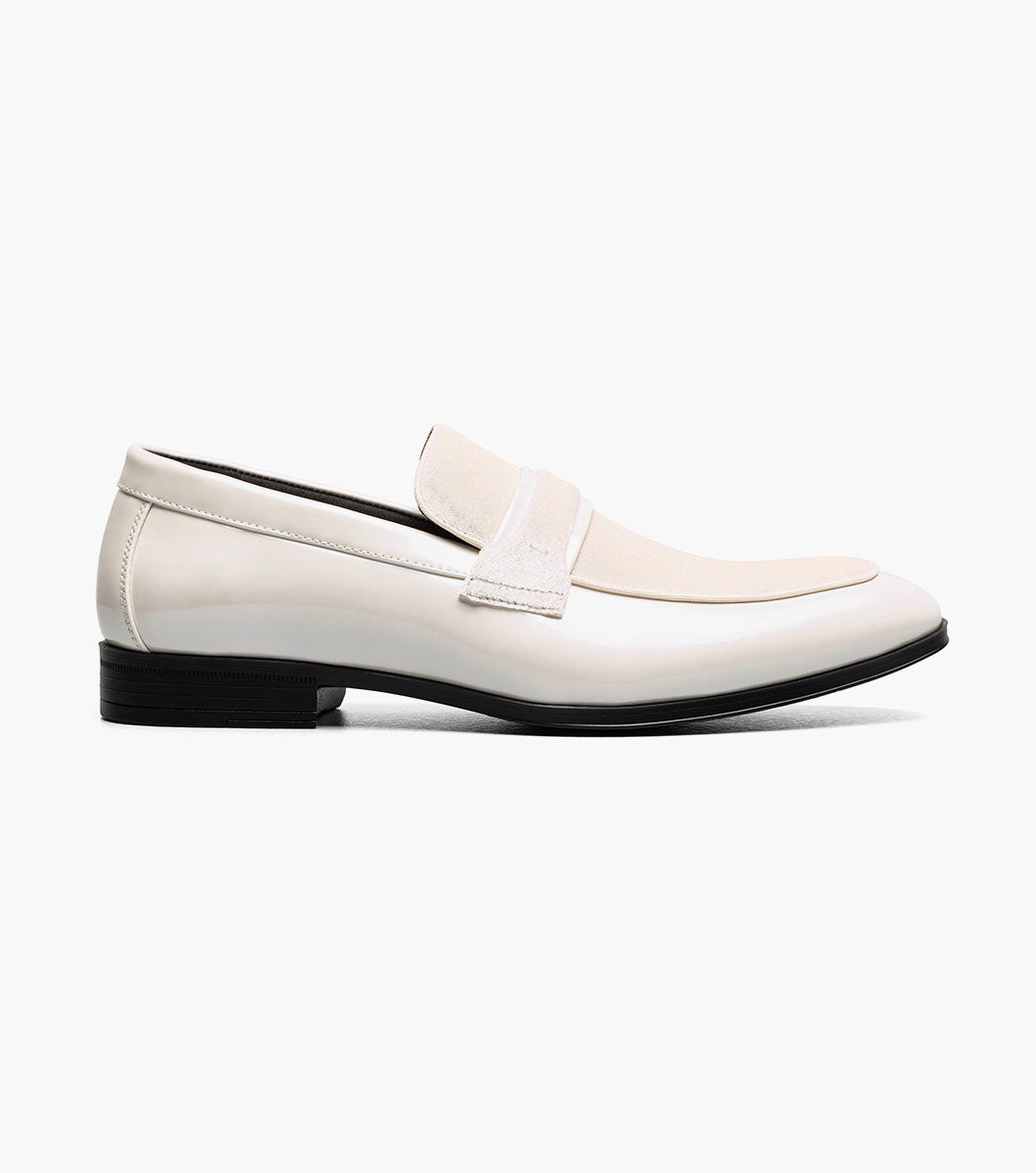 Stacy Adams Spratley Ivory velour patent loafers view 2