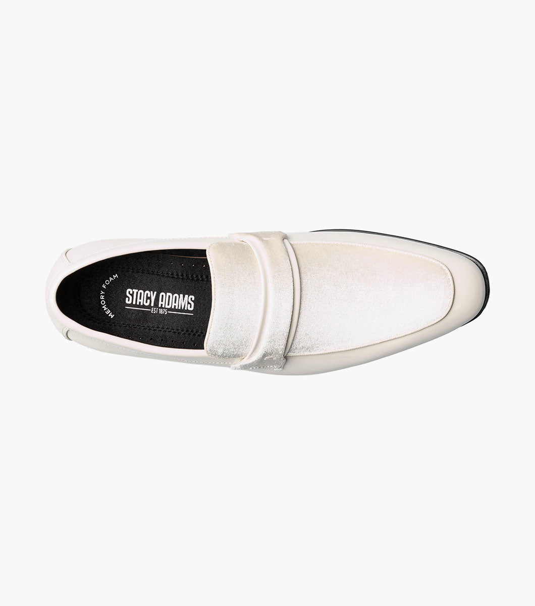 Stacy Adams Spratley Ivory velour patent loafers view 4