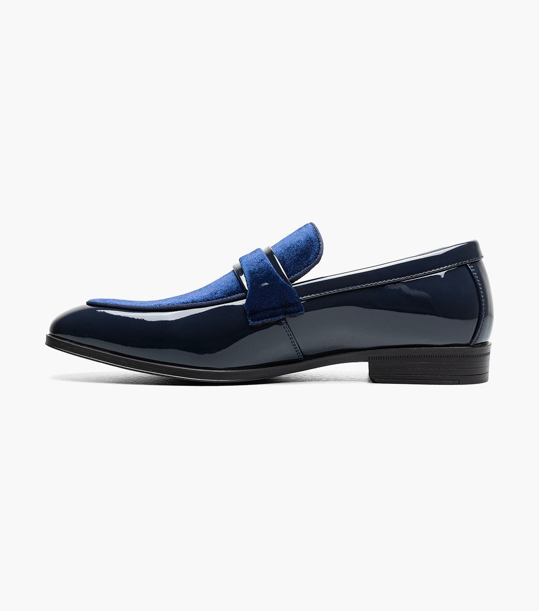 Stacy Adams Spratley Navy velour patent loafers view 5
