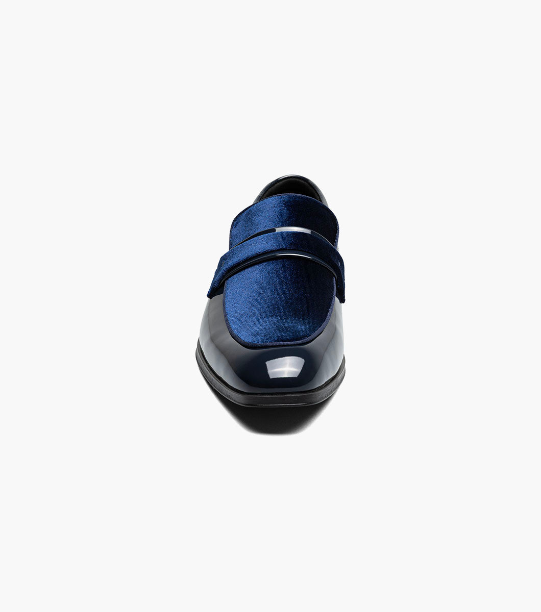Stacy Adams Spratley Navy velour patent loafers view 6