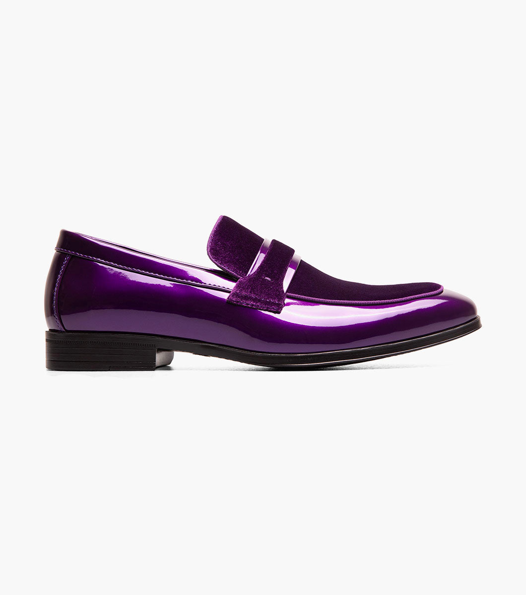 Stacy Adams Spratley Purple velour patent loafers view 2