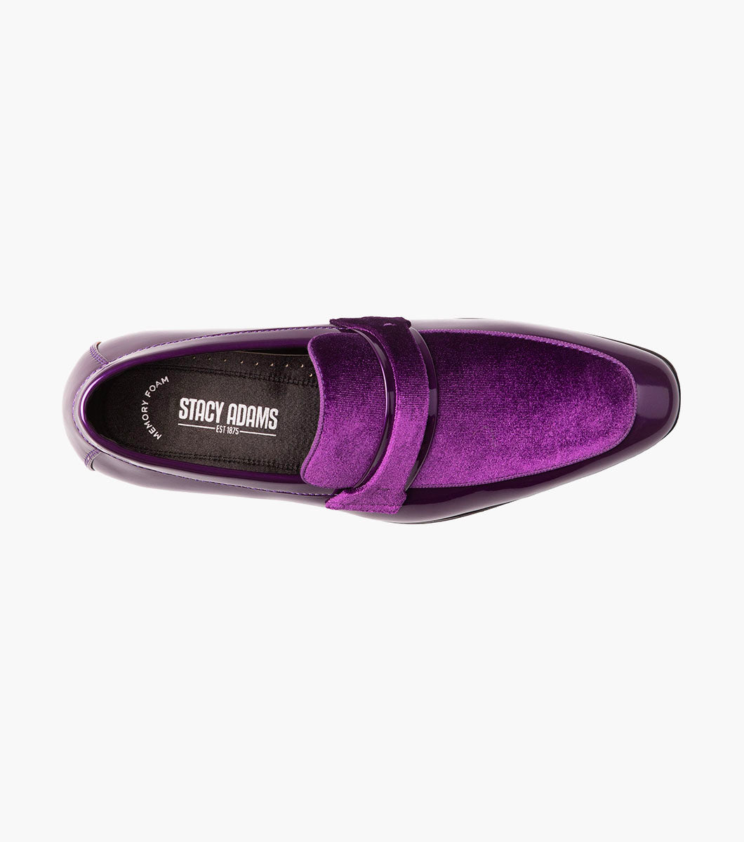 Stacy Adams Spratley Purple velour patent loafers view 4