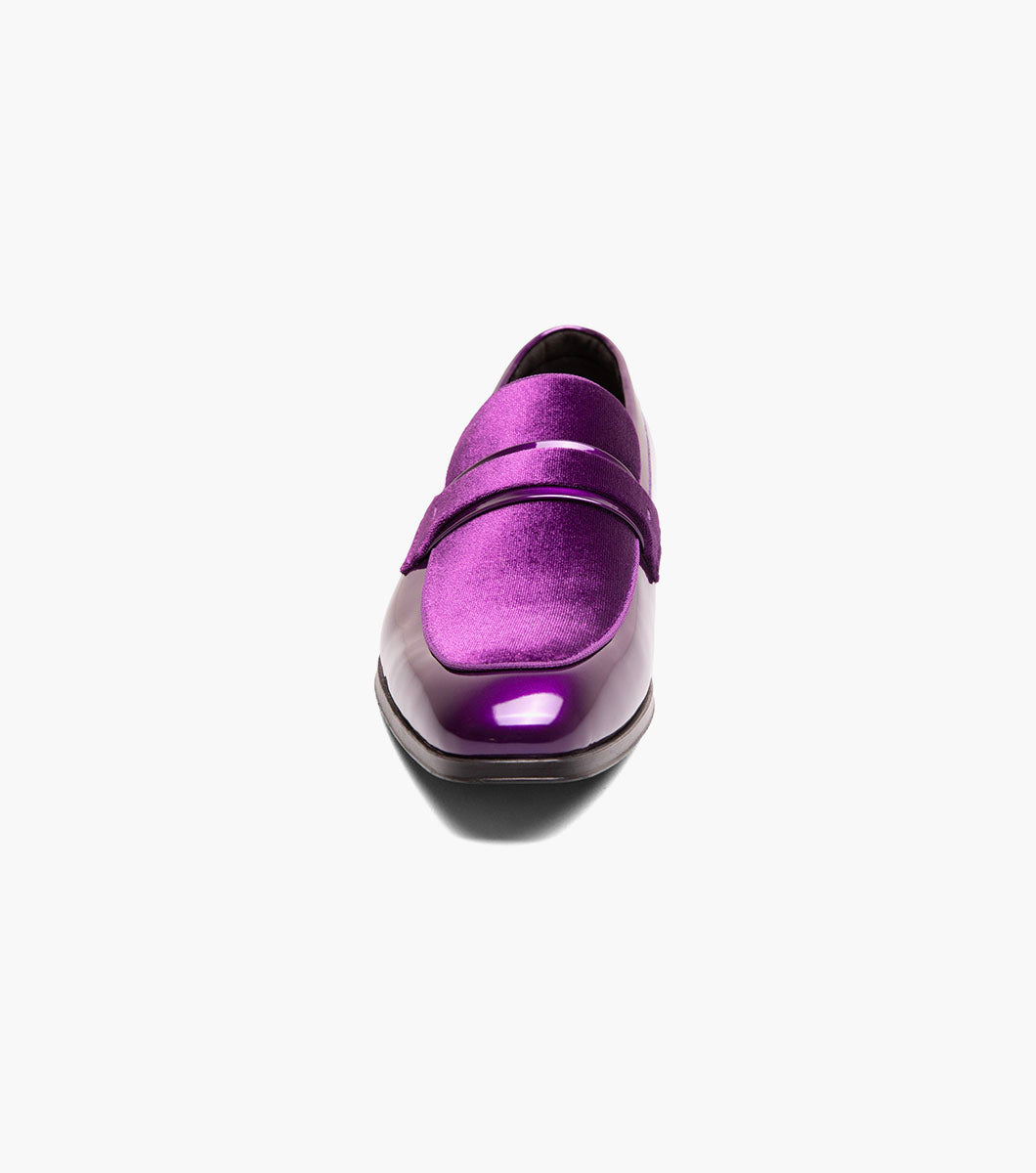 Stacy Adams Spratley Purple velour patent loafers view 6