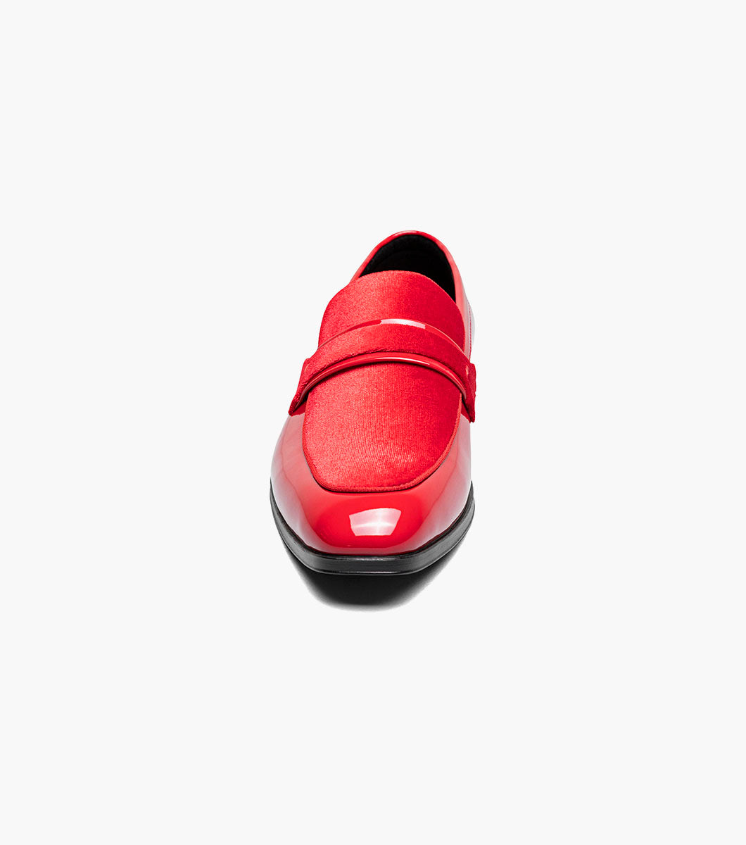 Stacy Adams Spratley Red velour patent loafers view 6