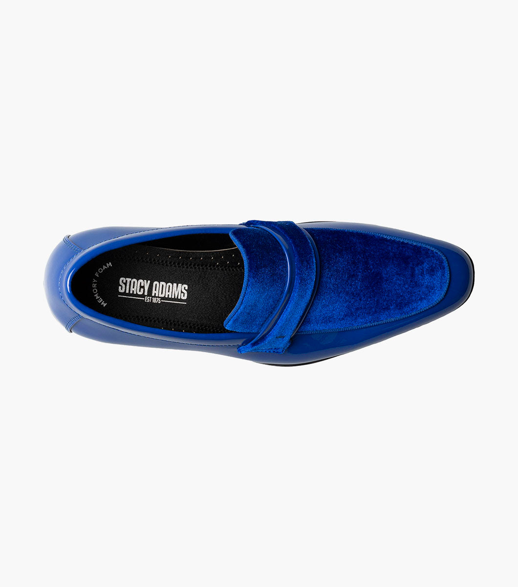 Stacy Adams Spratley Royal Blue velour patent loafers view 4