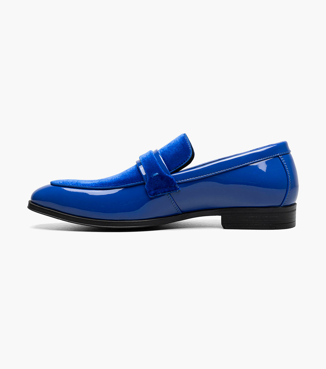 Stacy Adams Spratley Royal Blue velour patent loafers view 5