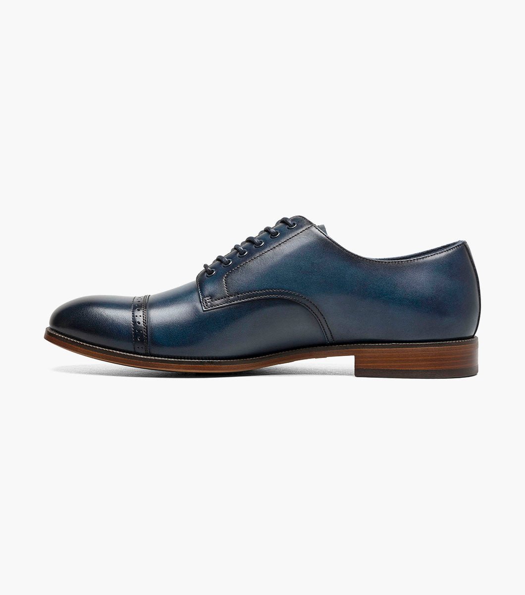 Stacy Adams William Leather Cap Toe Oxford Dress Shoes - Navy - Upscale Men's Fashion