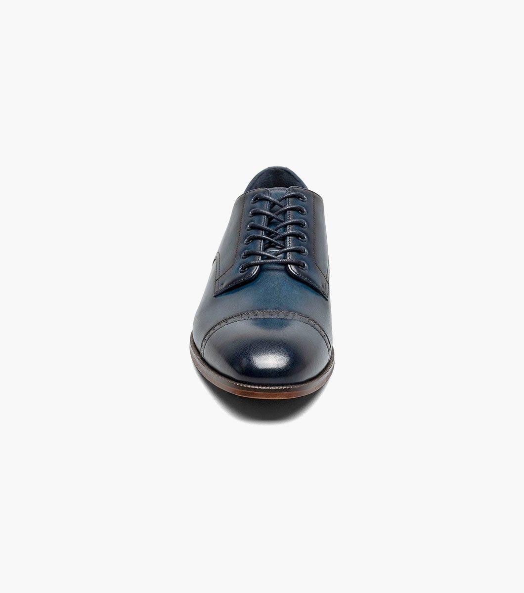 Stacy Adams William Leather Cap Toe Oxford Dress Shoes - Navy - Upscale Men's Fashion