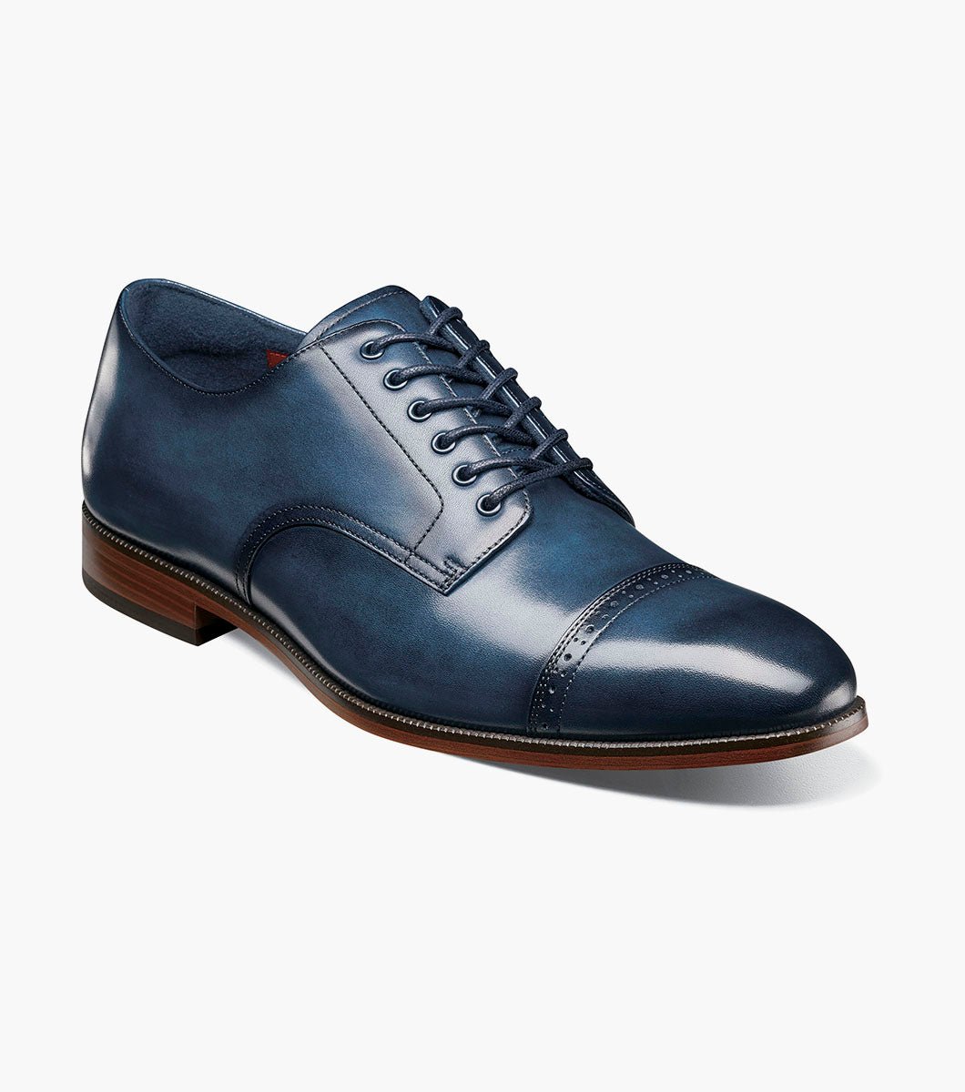 Stacy Adams William Leather Cap Toe Oxford Dress Shoes - Navy - Upscale Men's Fashion