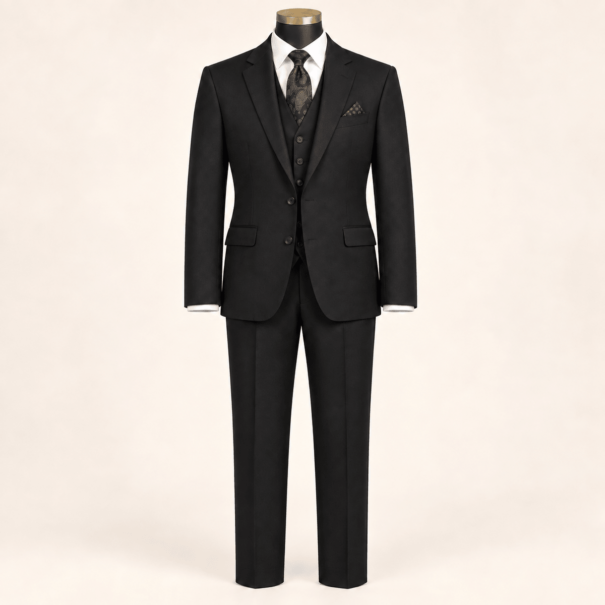 Men’s Black Tailored Fit 3-Piece Wool Suit – Statement - Upscale Men's Fashion