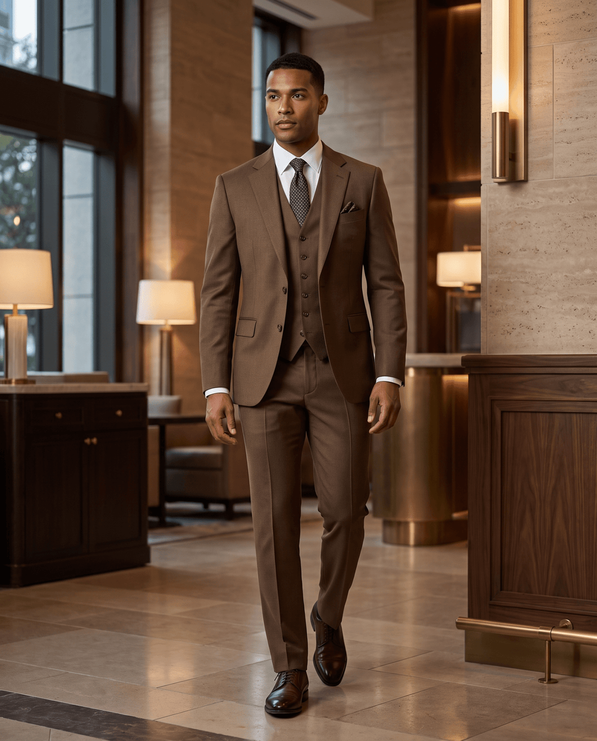 Men’s Bronze Tailored Fit 3-Piece Wool Suit – Statement - Upscale Men's Fashion