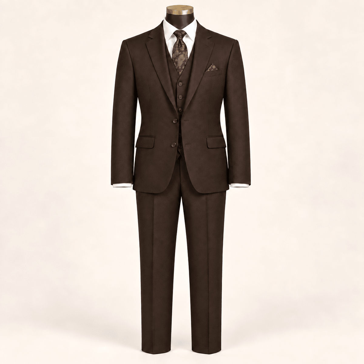 Men’s Brown Tailored Fit 3-Piece Wool Suit – Statement - Upscale Men's Fashion