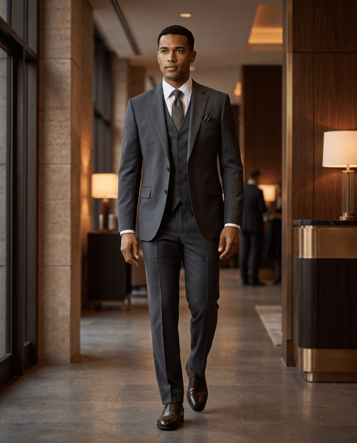 Men’s Charcoal Tailored Fit 3-Piece Wool Suit – Statement - Upscale Men's Fashion