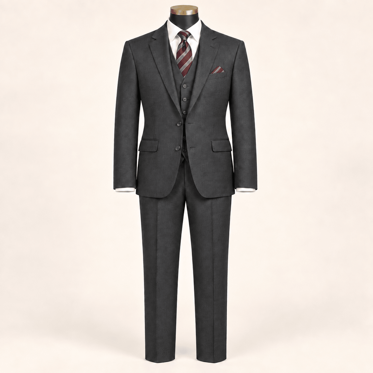 Men’s Charcoal Tailored Fit 3-Piece Wool Suit – Statement - Upscale Men's Fashion