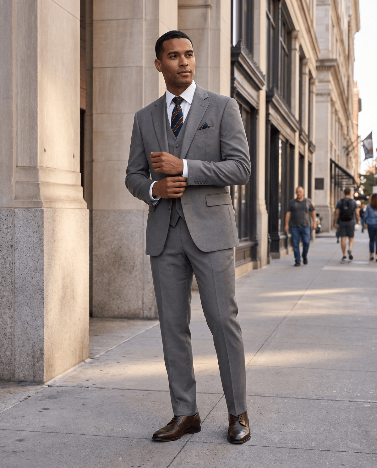 Men’s Grey Tailored Fit 3-Piece Wool Suit – Statement - Upscale Men's Fashion