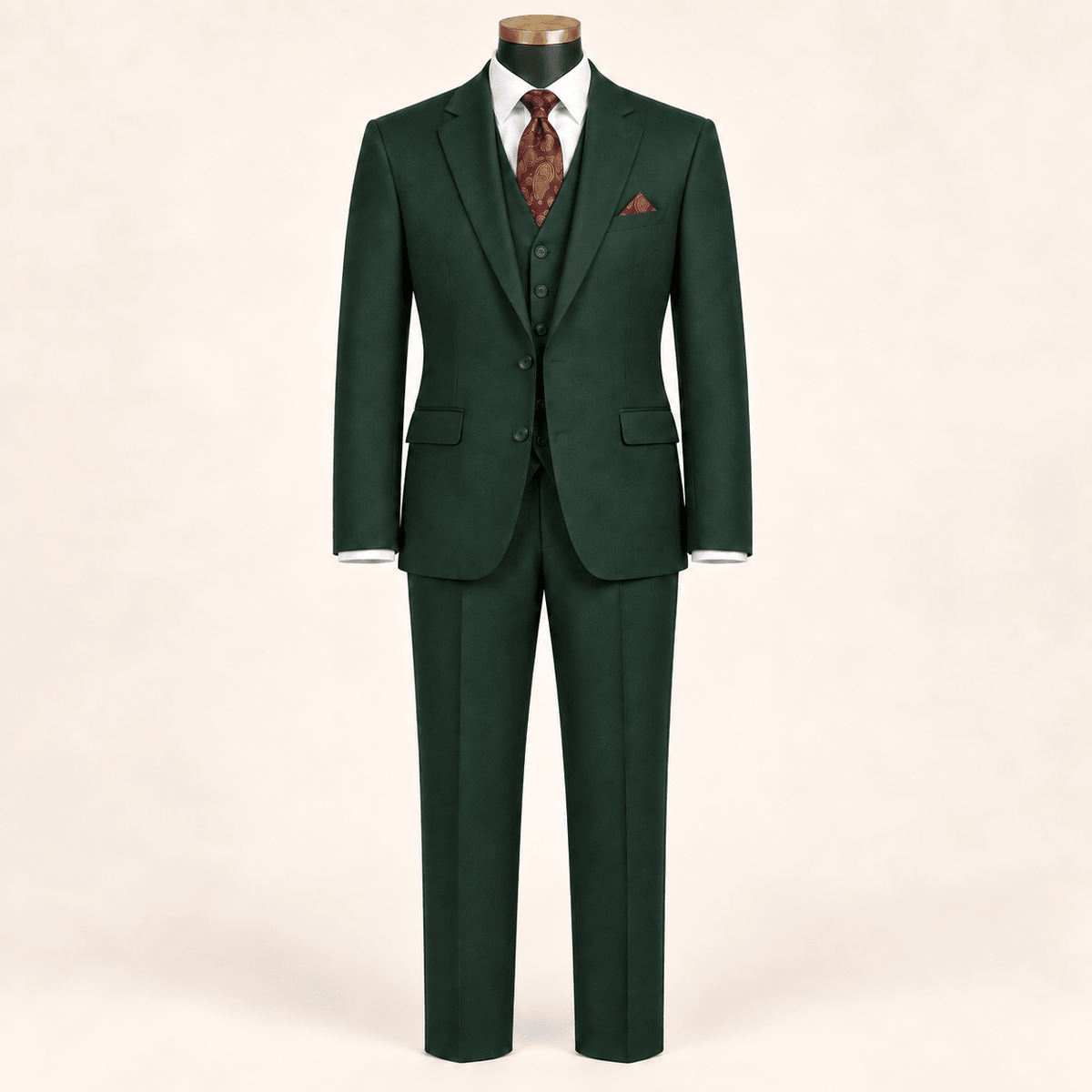 Men’s Hunter Green Tailored Fit 3-Piece Wool Suit – Statement - Upscale Men's Fashion