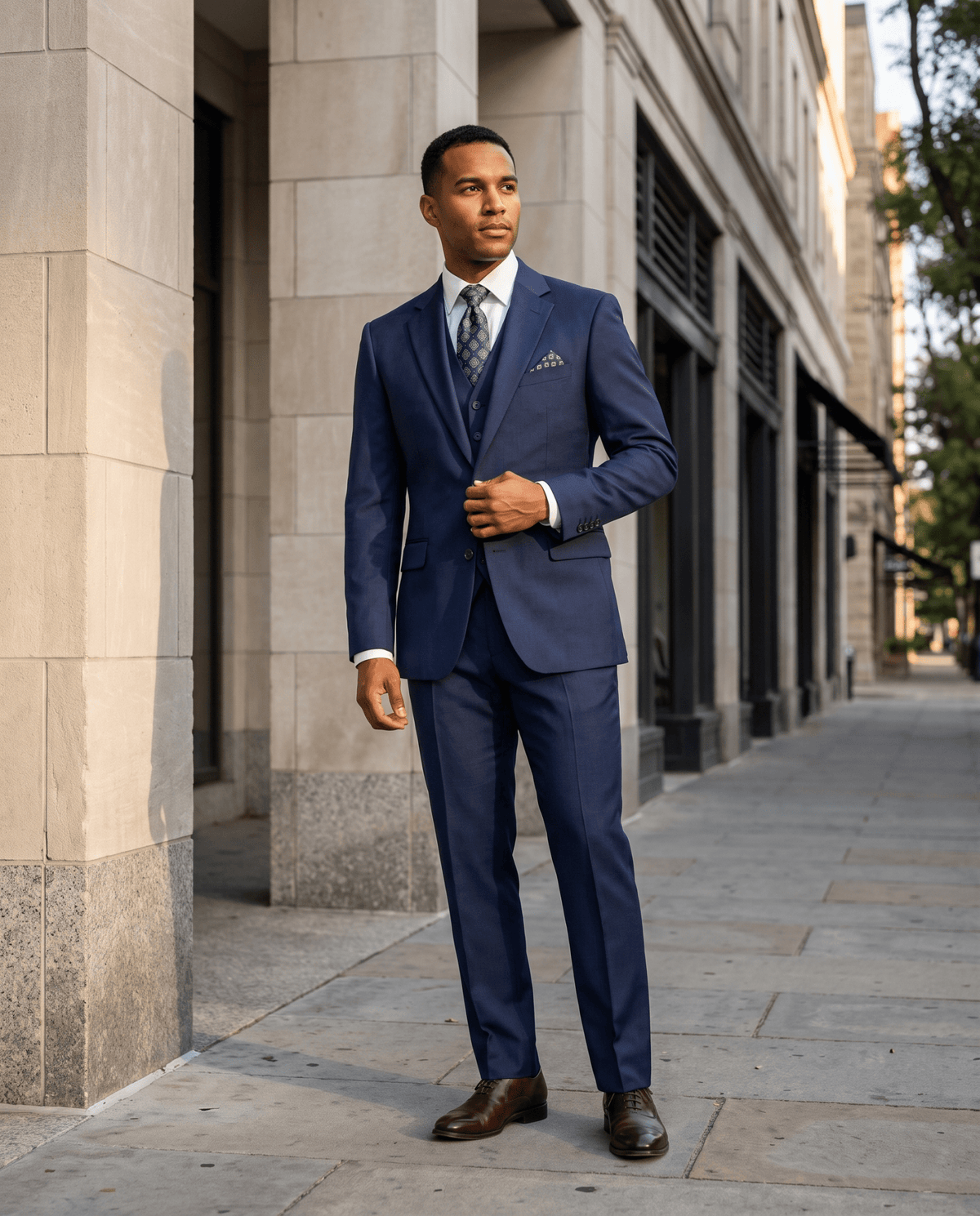 Men’s Indigo Tailored Fit 3-Piece Wool Suit – Statement - Upscale Men's Fashion
