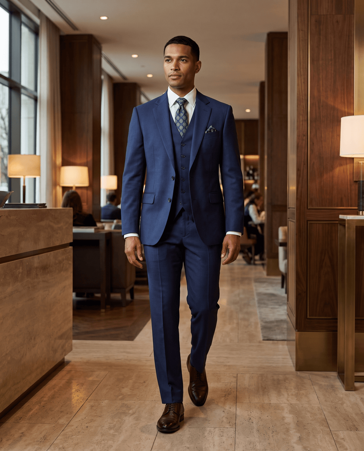 Men’s Indigo Tailored Fit 3-Piece Wool Suit – Statement - Upscale Men's Fashion