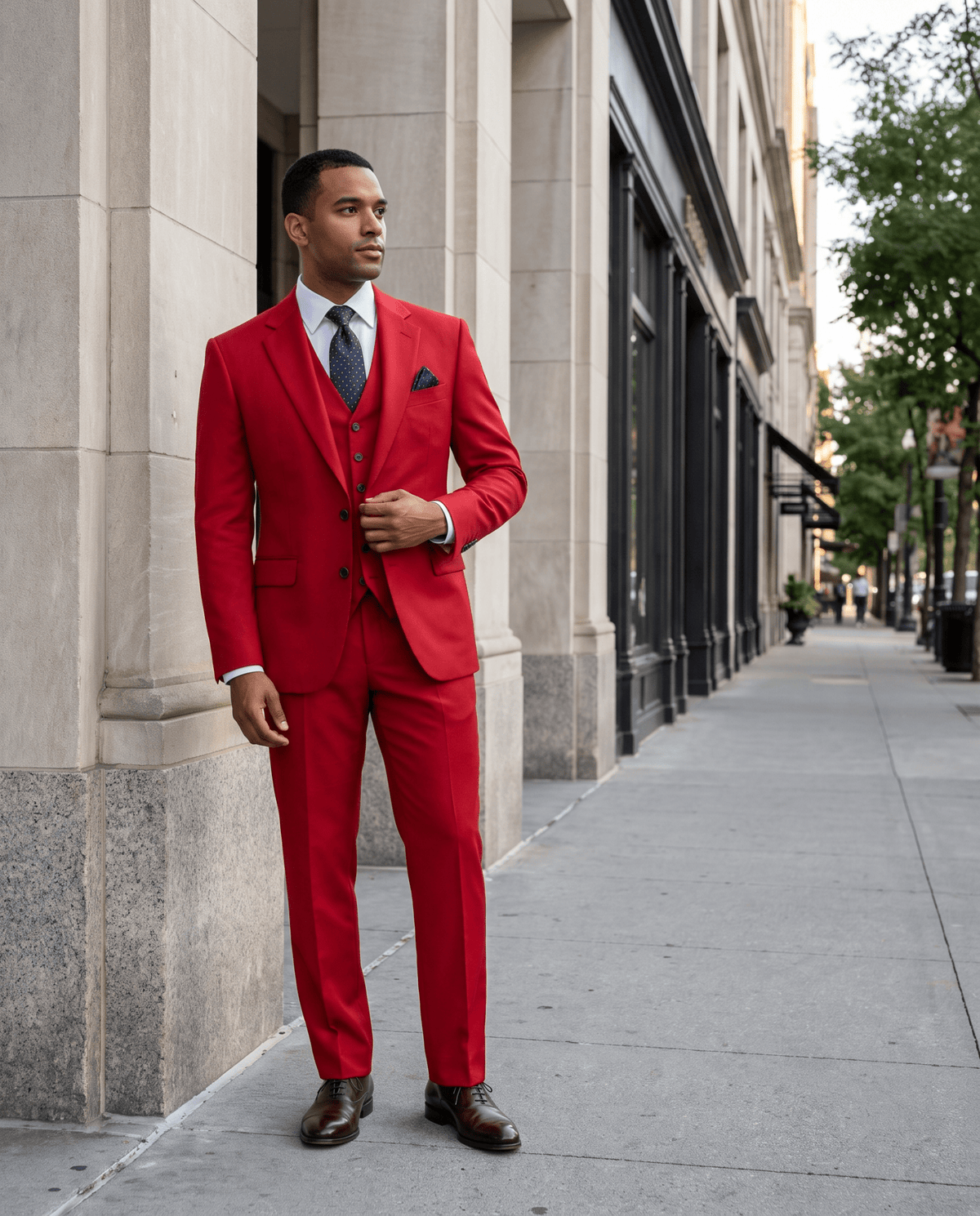 Men’s Red Tailored Fit 3-Piece Wool Suit – Statement - Upscale Men's Fashion